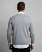 Men's dark red button-through V-neck knitted cardigan for autumn