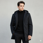 Men's black hooded waterproof windproof parka