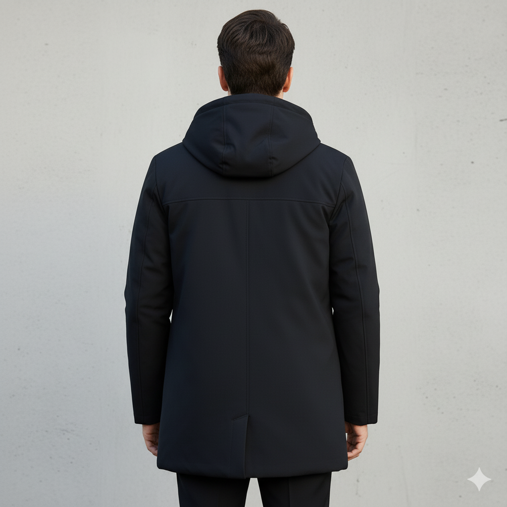 Men's black hooded waterproof windproof parka