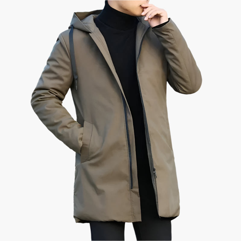 Men's black hooded waterproof windproof parka