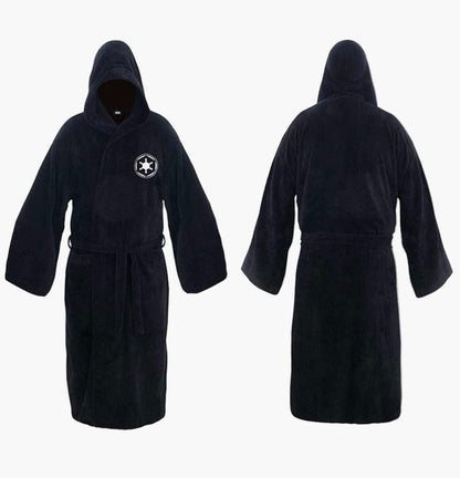 Men's hooded fleece dressing gown in black