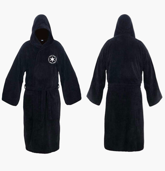 Men's hooded fleece dressing gown in black