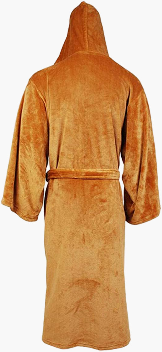 Men's hooded fleece dressing gown in black