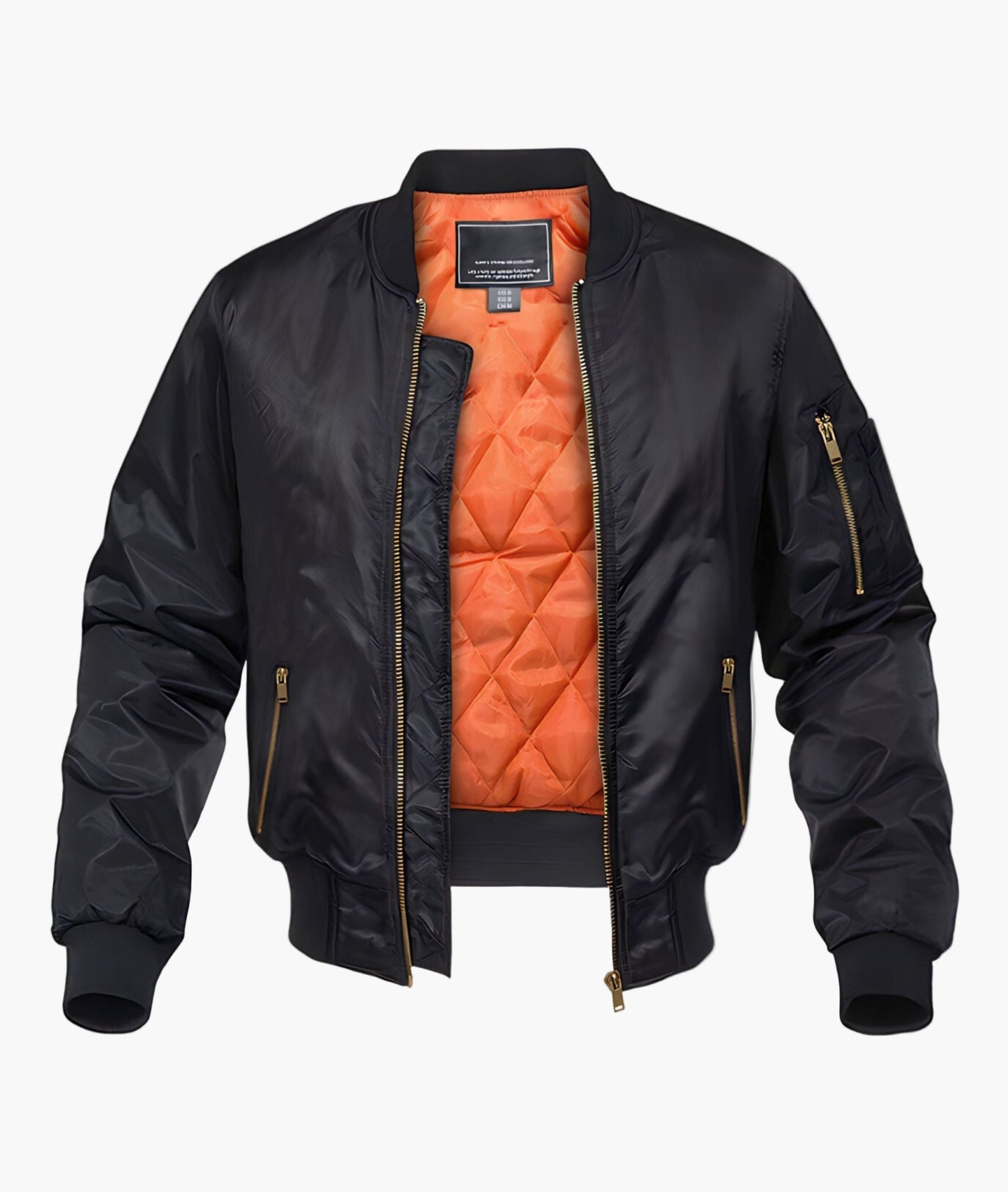 Men's black quilted streetwear bomber jacket for autumn