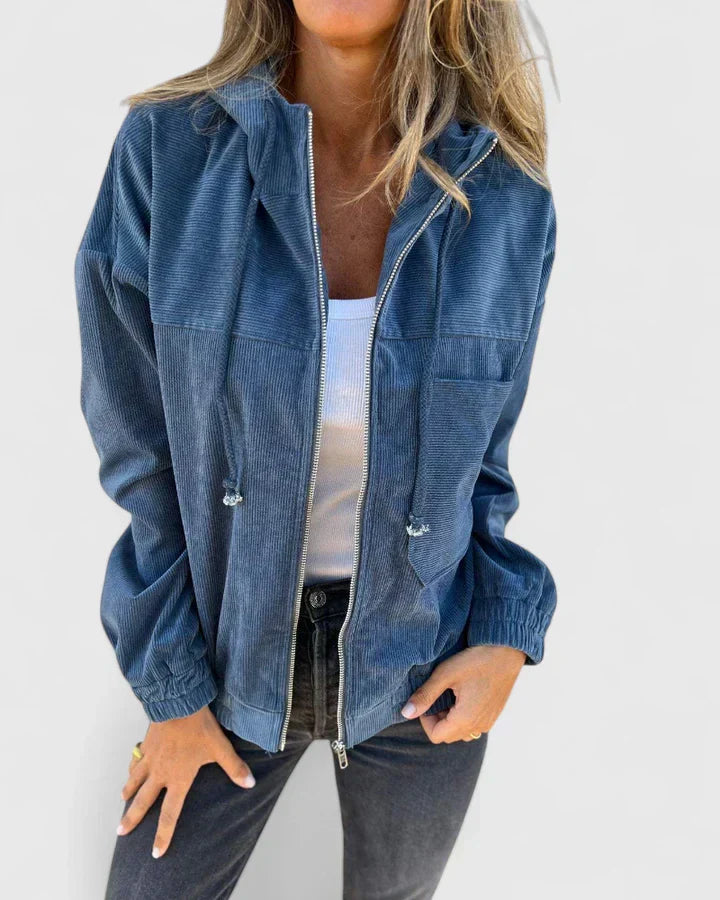 Women's Hooded Corduroy Zip Jacket