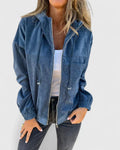 Women's Hooded Corduroy Zip Jacket