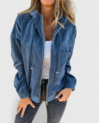 Women's Hooded Corduroy Zip Jacket
