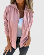 Women's white retro utility jacket in a clean, lightweight finish