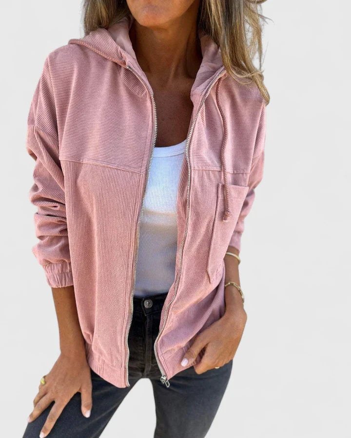 Women's white retro utility jacket in a clean, lightweight finish