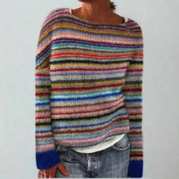 Women's Fair Isle Patterned Knitted Crew Neck Jumper For Autumn