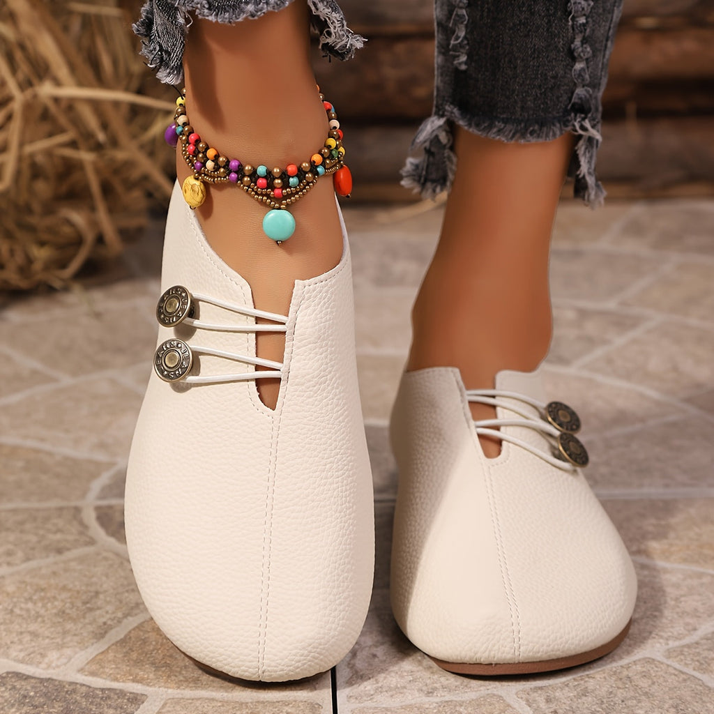 Women's soft slip-on loafers with round toe