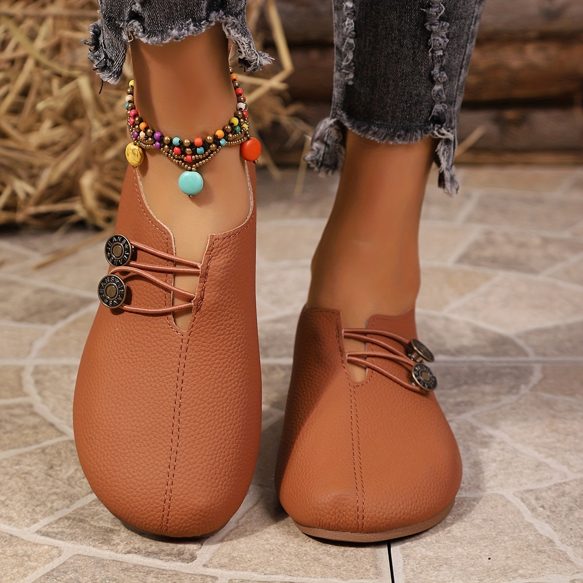 Women's soft slip-on loafers with round toe