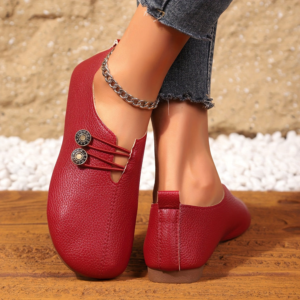 Women's soft slip-on loafers with round toe