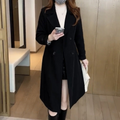 Women's Black Notch Lapel Trench Coat