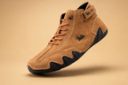 Brown fleece-lined high-top trainers with a non-slip sole