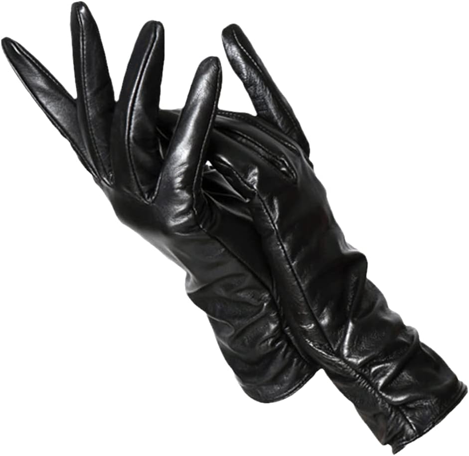 Women's red faux leather gloves with a soft wool-blend lining