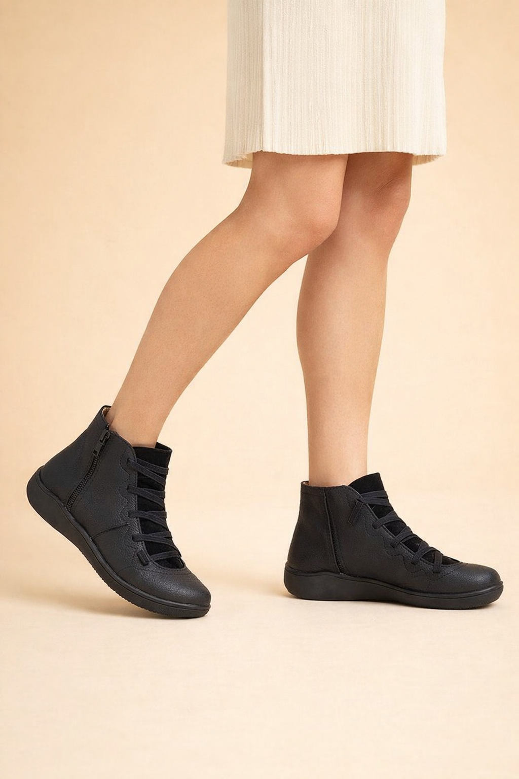 Women's brown low block heel ankle boots with a cushioned interior