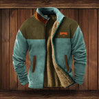 Unisex light brown Aztec print fleece jacket for layering