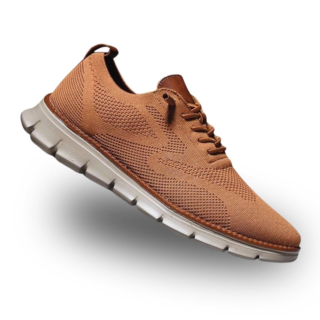 Men's comfort walking shoes with cushioned sole, product still life