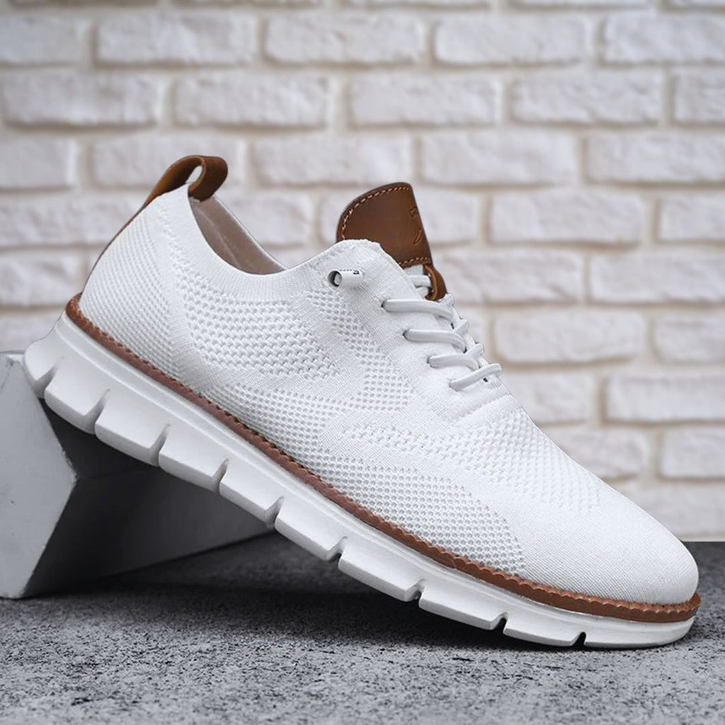 Men's comfort walking shoes with cushioned sole, product still life