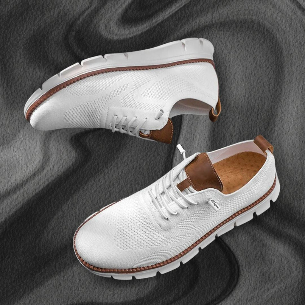 Men's comfort walking shoes with cushioned sole, product still life