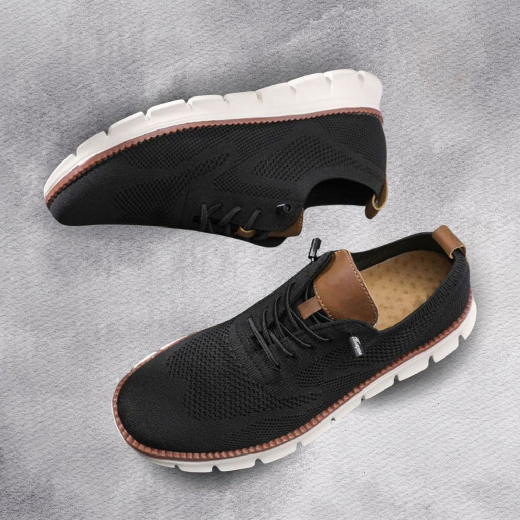 Men's comfort walking shoes with cushioned sole, product still life