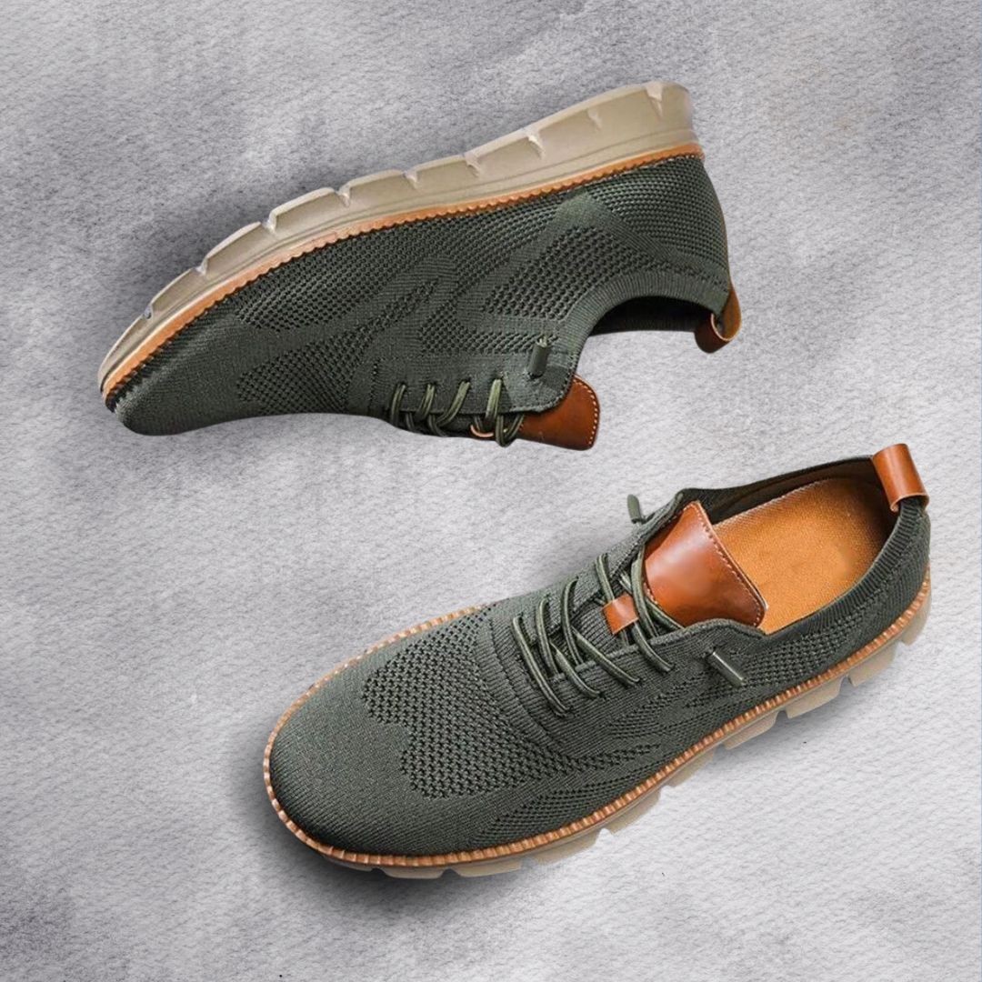 Men's comfort walking shoes with cushioned sole, product still life