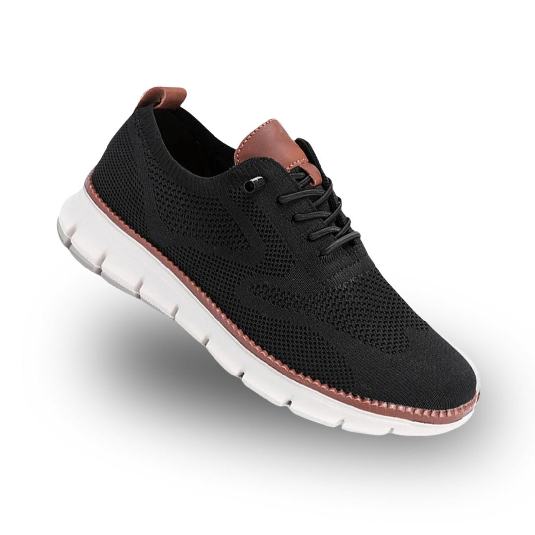 Men's comfort walking shoes with cushioned sole, product still life