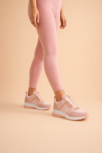 Women's white hidden wedge trainers with a breathable upper
