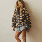Women's oversized floral teddy fleece jacket