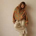 Women's oversized floral teddy fleece jacket