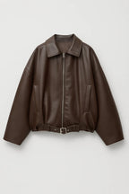 Women's oversized faux leather jacket with belt