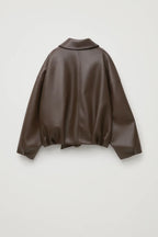Women's oversized faux leather jacket with belt