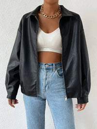 Muriel | Women's Oversized Faux Leather Jacket with Drop Shoulder