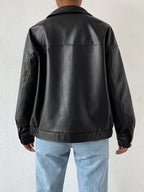 Women's oversized faux leather jacket with drop shoulder