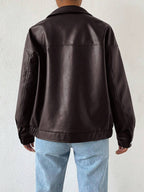 Women's oversized faux leather jacket with drop shoulder