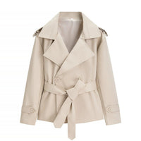 Claudia | Women's Oversized Short Trench Coat with Tie Belt