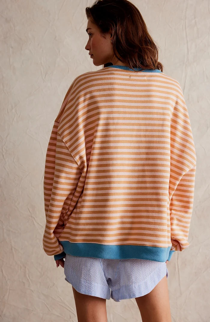 Women's boxy striped jumper with contrast trim