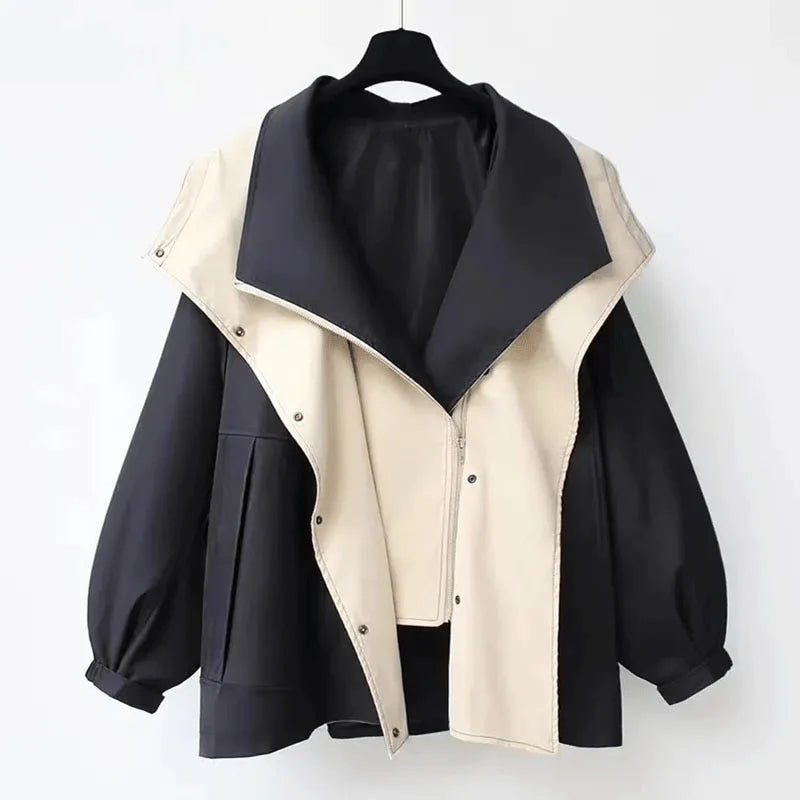 Women's black oversized windbreaker jacket