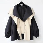 Women's black oversized windbreaker jacket