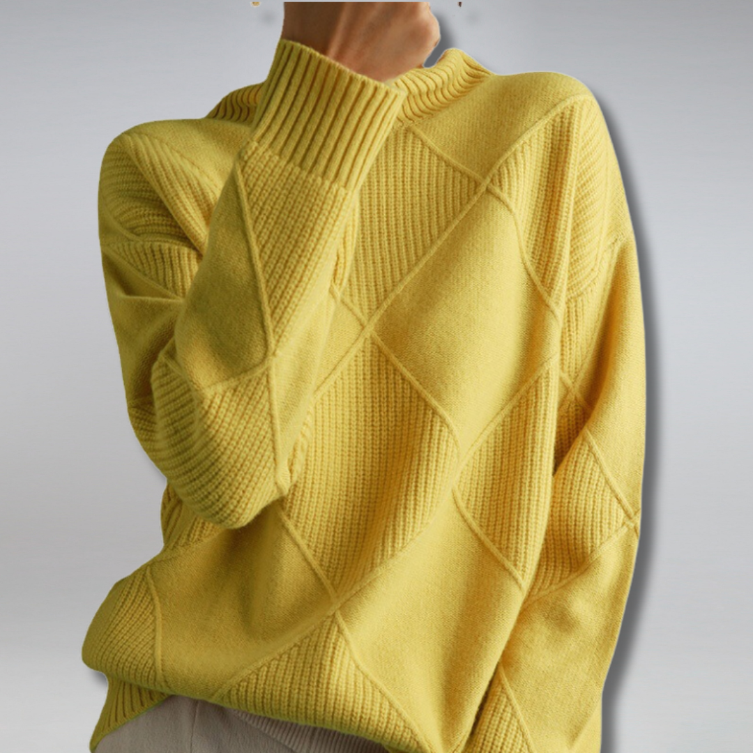 Khaki cashmere wool blend roll neck jumper with a cosy, elegant drape for autumn