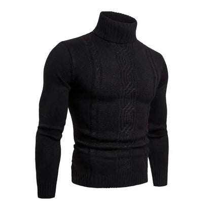 Men's black roll neck jumper classic fit for autumn layering