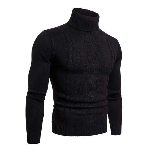 Men's black roll neck jumper classic fit for autumn layering