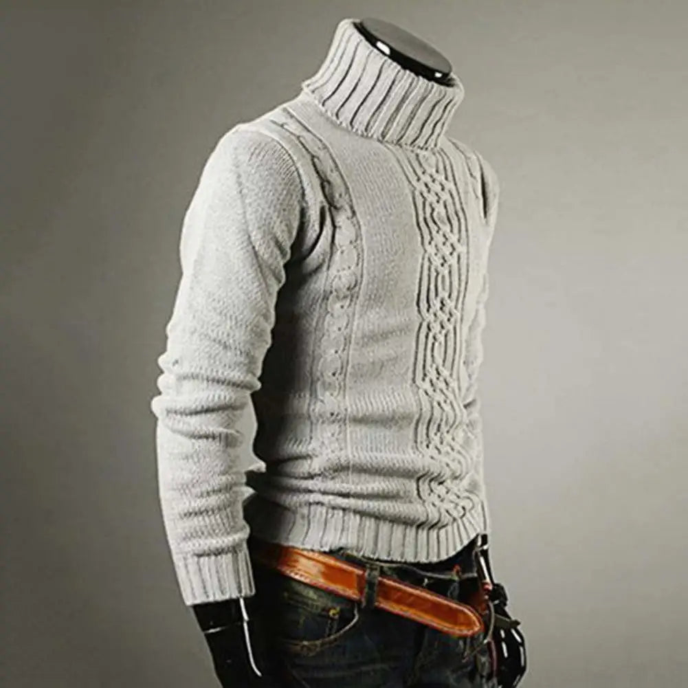Men's dark grey roll neck jumper classic fit for autumn layering