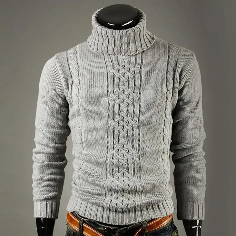 Men's black roll neck jumper classic fit for autumn layering