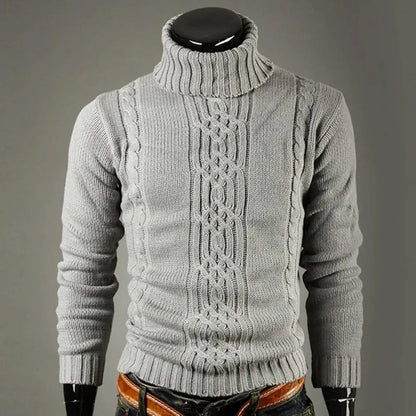 Men's black roll neck jumper classic fit for autumn layering