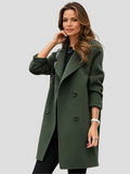 Women's Army Green Longline Double-Breasted Coat