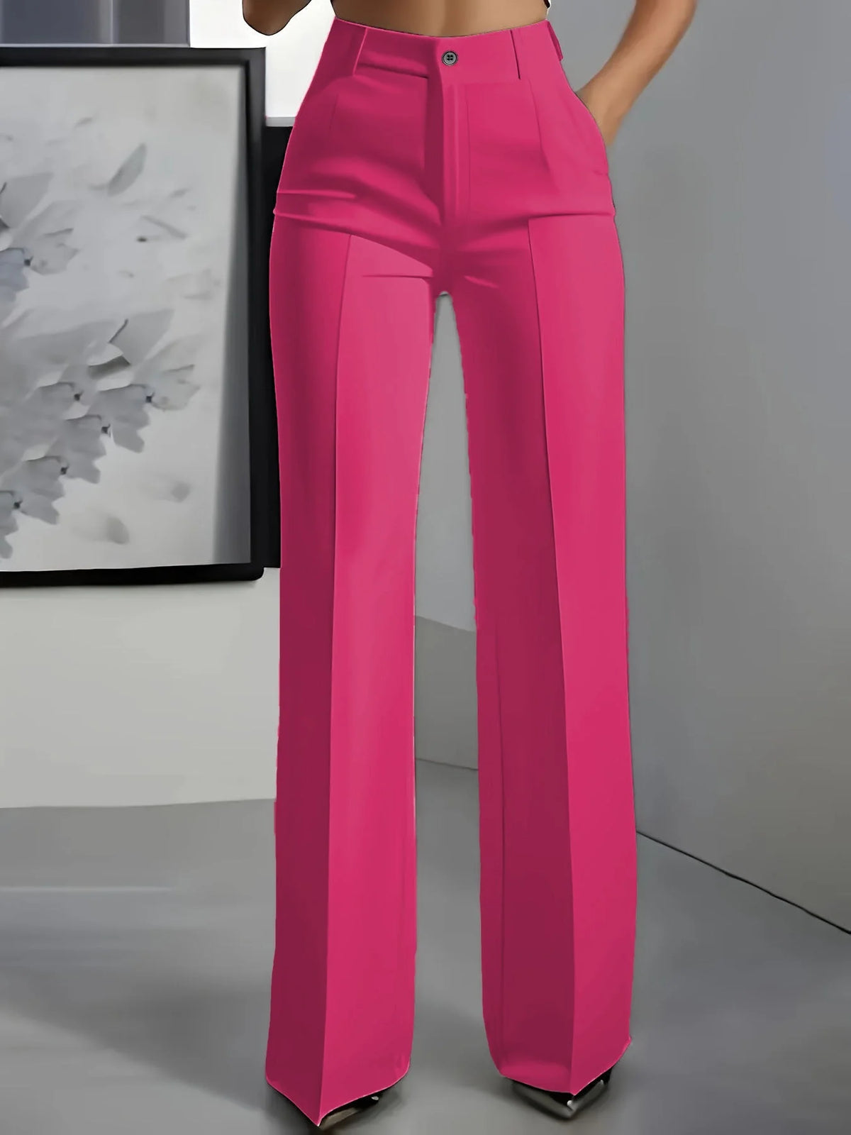 Women's hot pink high waist wide leg trousers