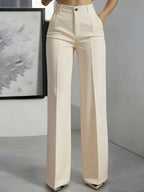 Women's cream high waist wide leg trousers