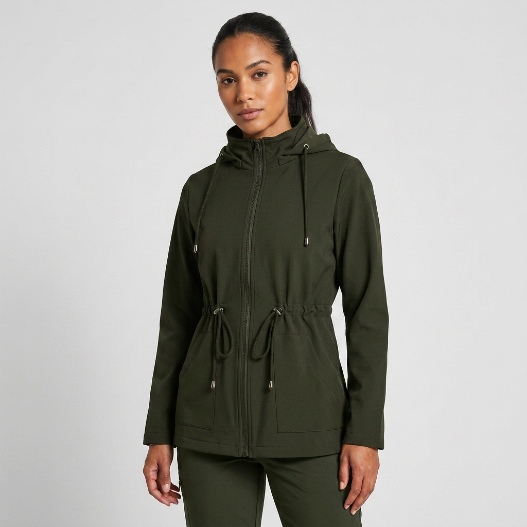 Women's Army Green Hooded Utility Jacket